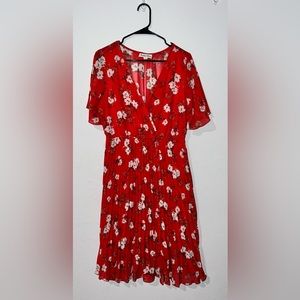 Red dress with white flowers